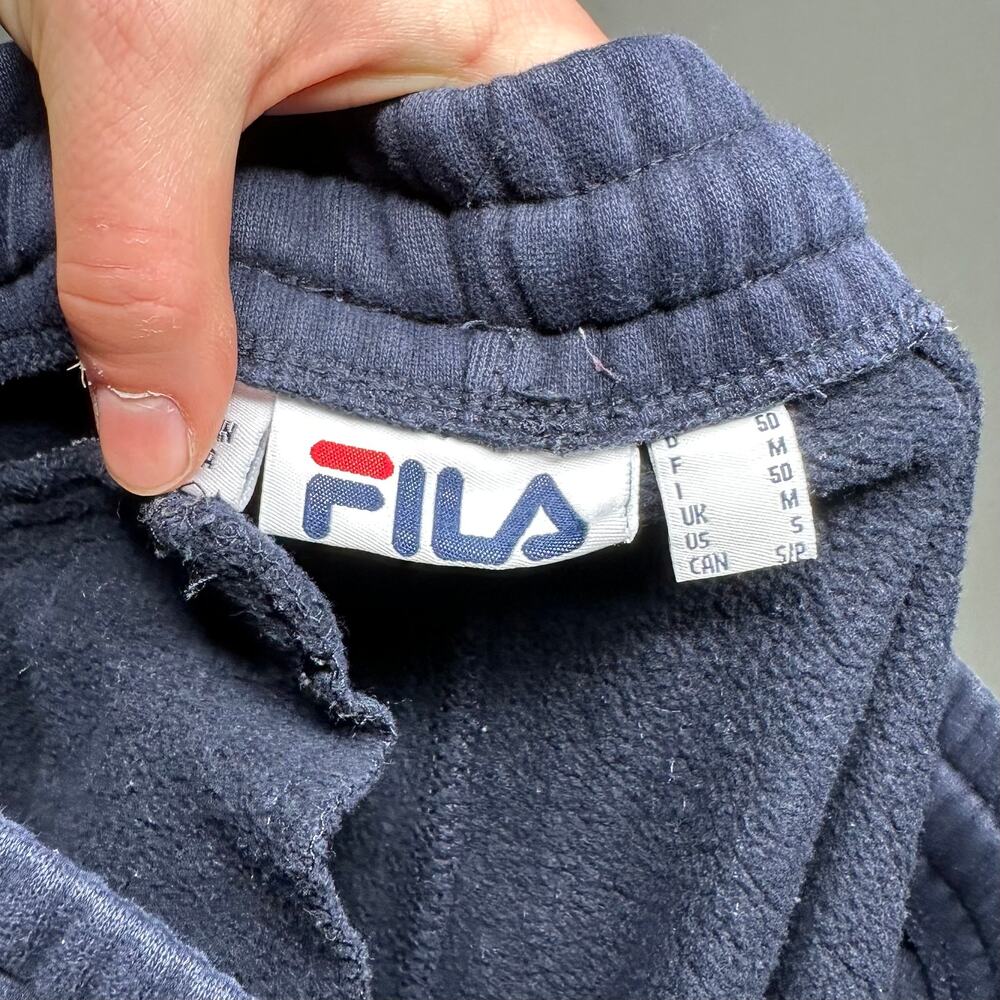 Vintage Y2K Fila Joggers Mens M Navy Blue Cotton Sweatpants Embroidered Logo - Picture 4 of 4